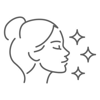skin care icon simple outline style beauty face glow skincare radiant woman anti health makeup facial clear shine clinic concept thin line symbol isolated design editable stroke vector
